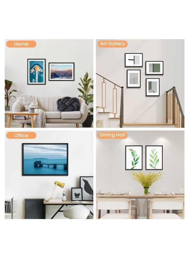 A4 Photo Picture Frame, Wood Black Certificate Frames Set Of  2-Pack - Image 3